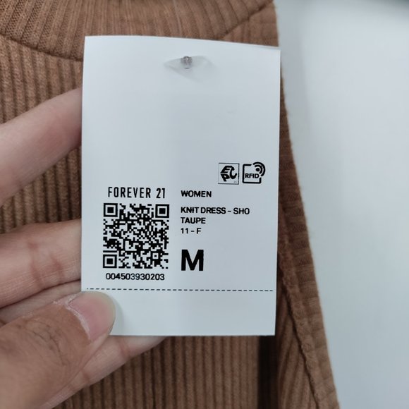 Forever 21Ribbed Mock Neck Midi Knit Dress Taupe Color,  Medium - Picture 6 of 10